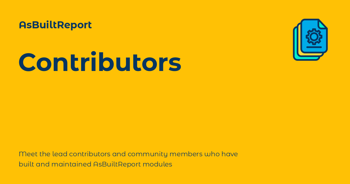 Contributors - AsBuiltReport